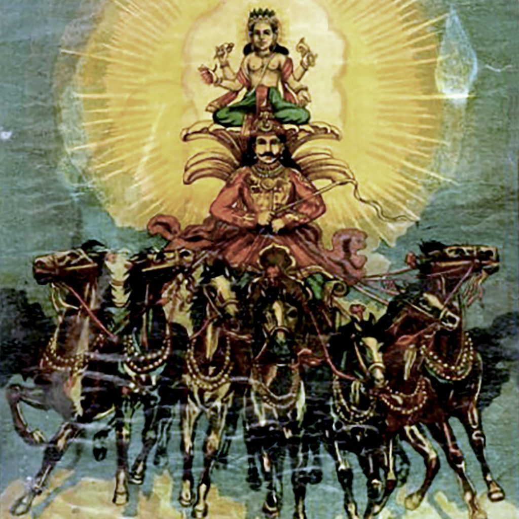 surya. Dieu du soleil. Assiduité, engagement, persevérance dans votre pratique matinale.